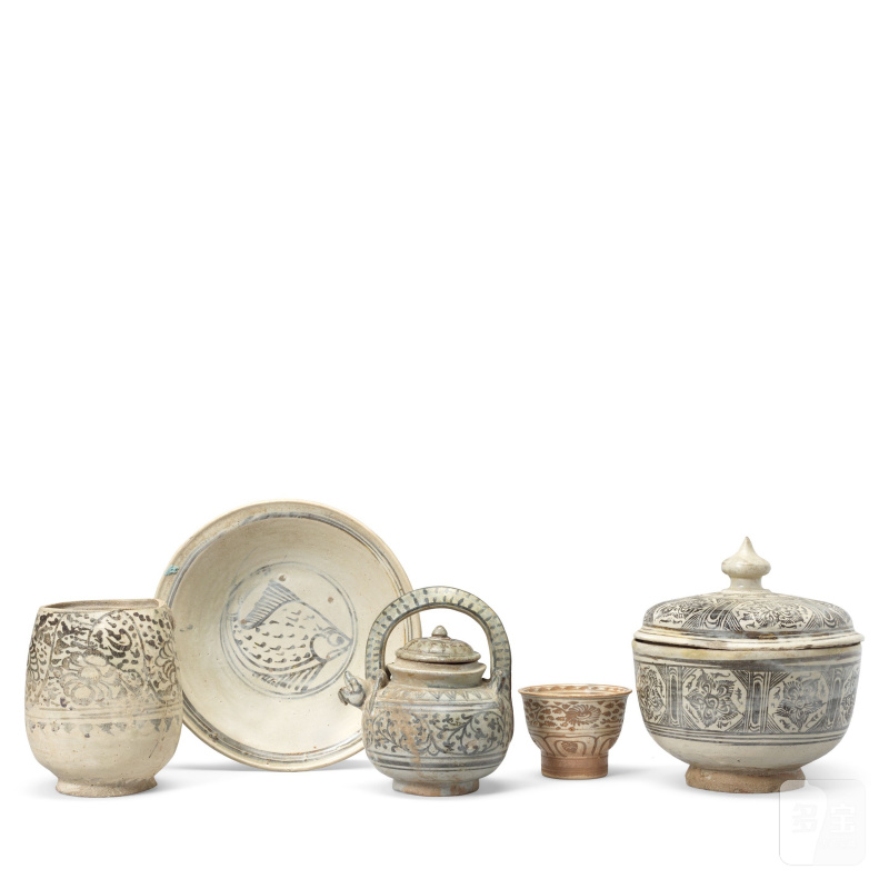 泰國 十四至十六世紀 陶瓷器皿一組 | FIVE CERAMIC VESSELS - 图6